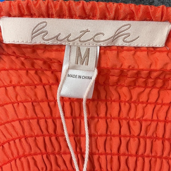 HUTCH Tommy Tiered Sleeveless Organza Midi Dress Orange Simple Cayenne Boho - M - Picture 6 of 11